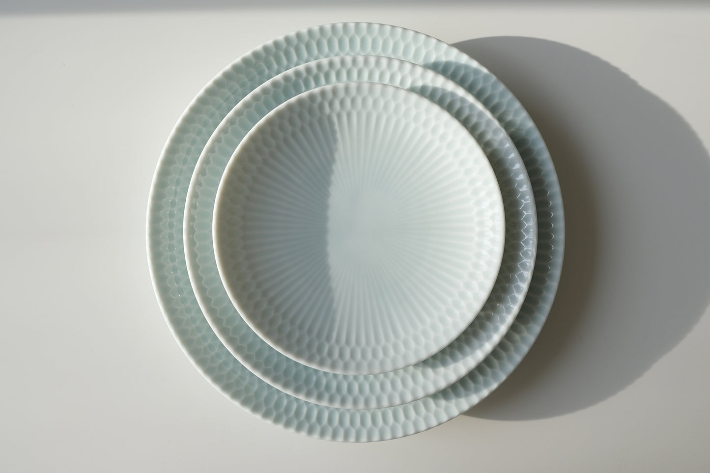 Oda Pottery Ripple Tableware Series Plates Light Blue
