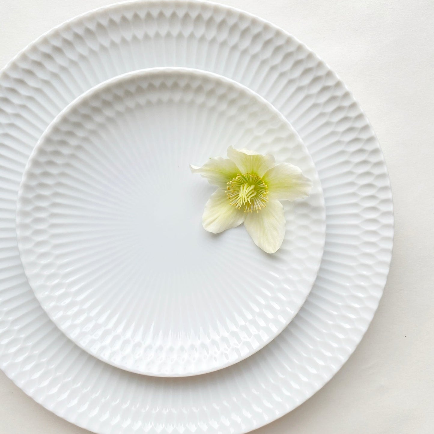 Oda Pottery Ripple Tableware Series Plates White