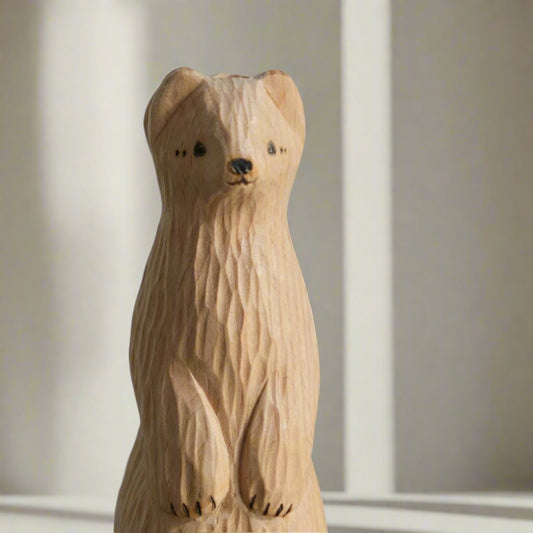 Handcrafted Wooden Otter Vase