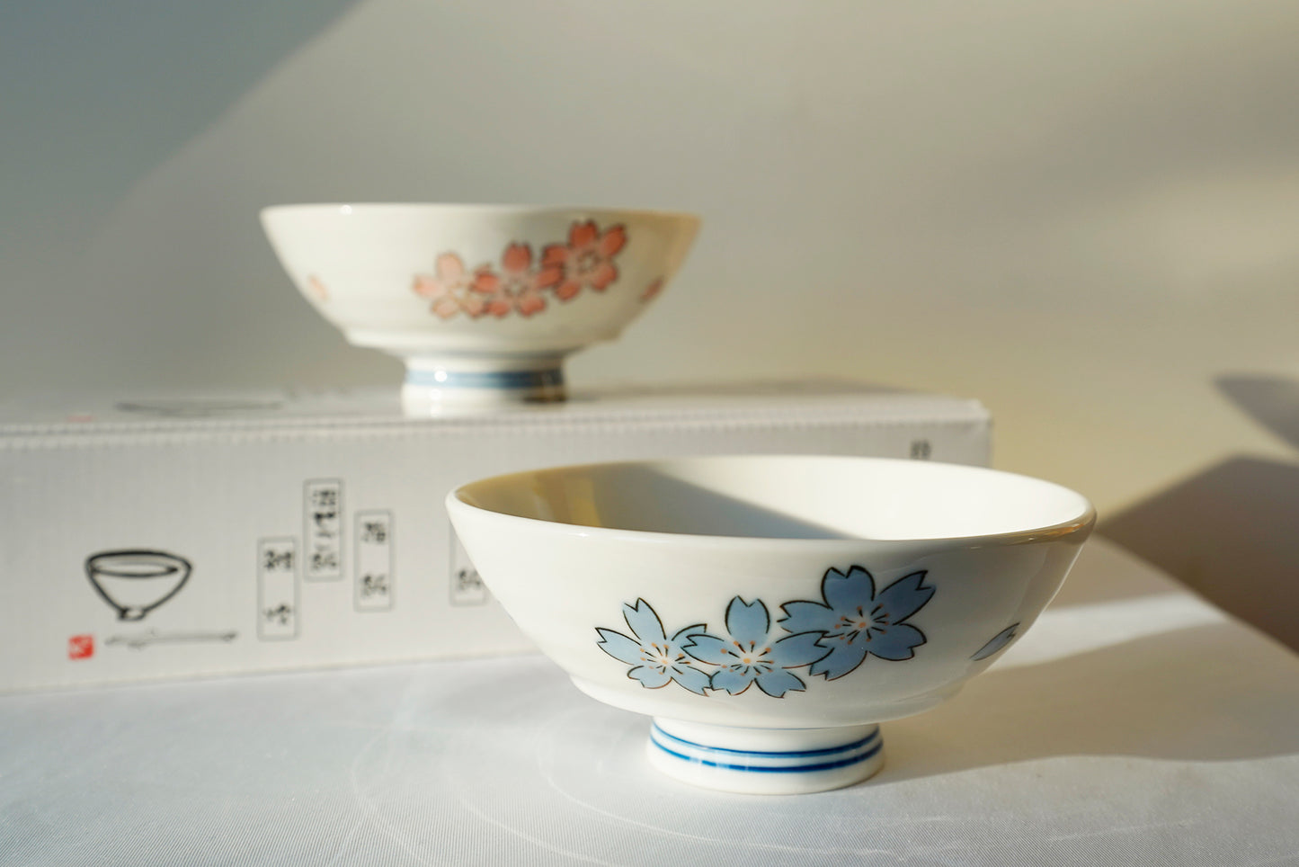 Sakura white rice bowl with gift box
