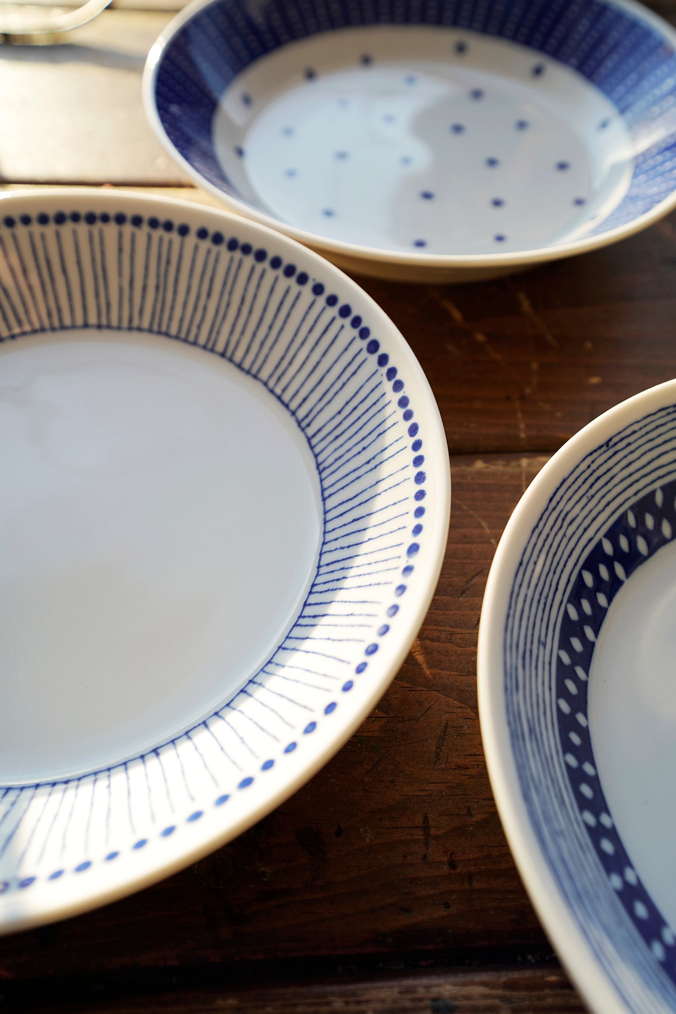 Blue Pattern Plate, Set of Three, Mino Ware