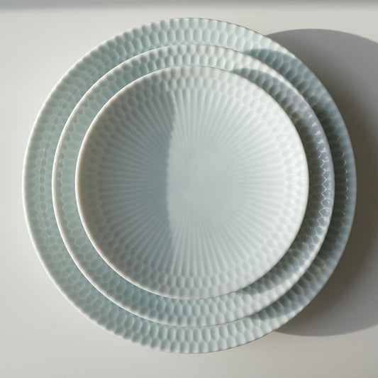 Oda Pottery Ripple Tableware Series Plates Light Blue