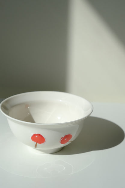 Hand Print cherry/orange cute rice bowl