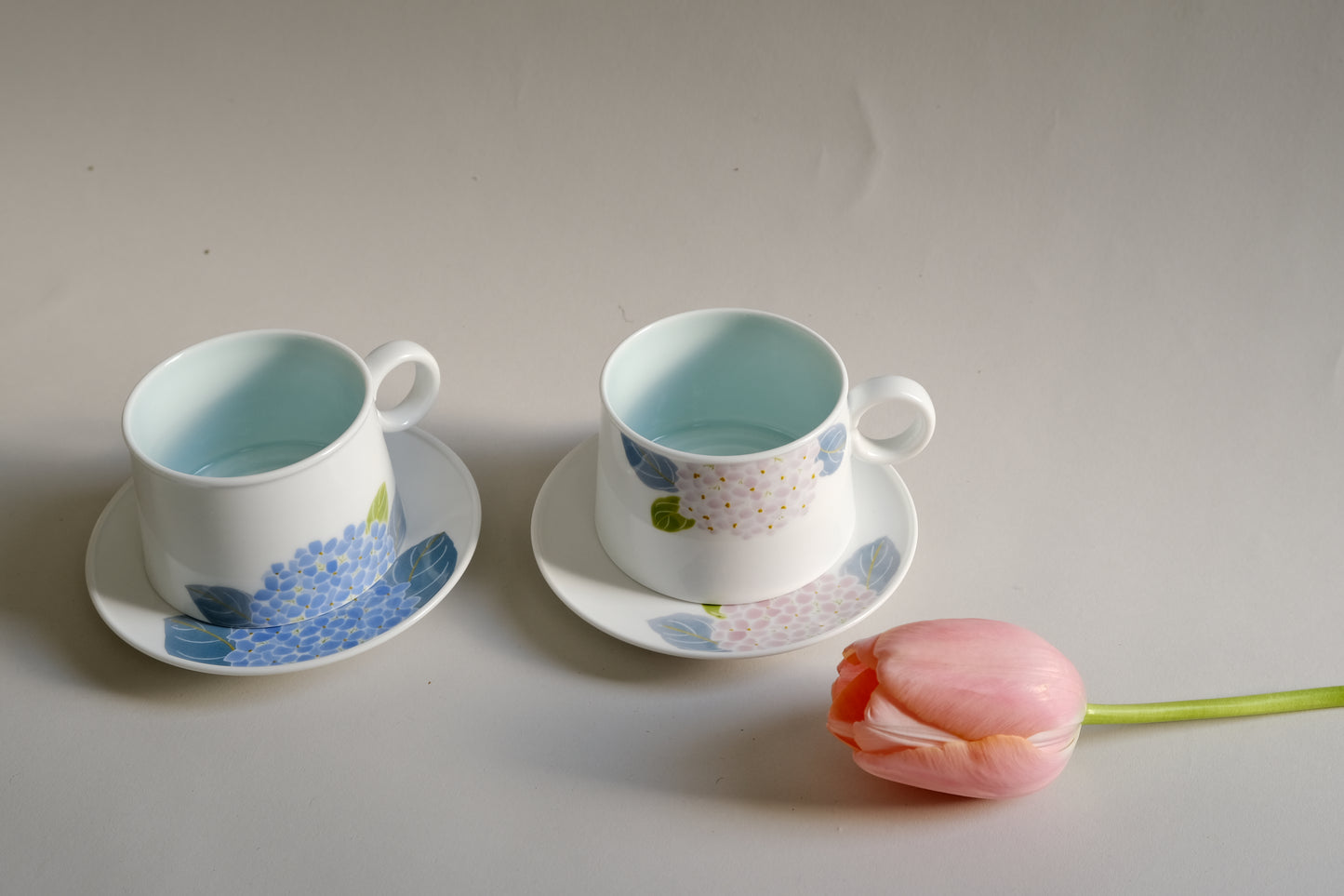 Hydrangea Cup and Saucer Set Handmade by JiuHuaJu