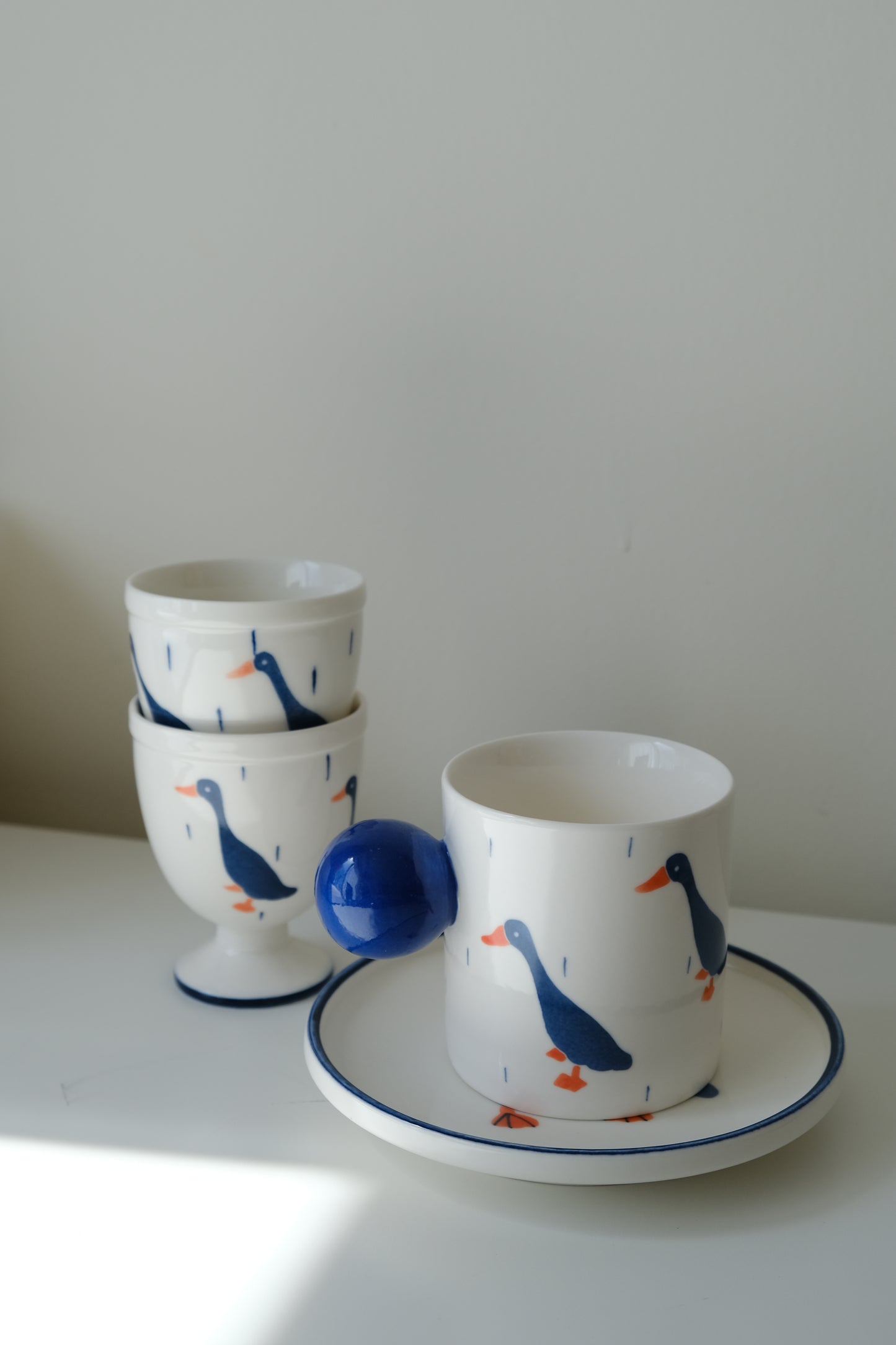 Handmade Duck Goblet White