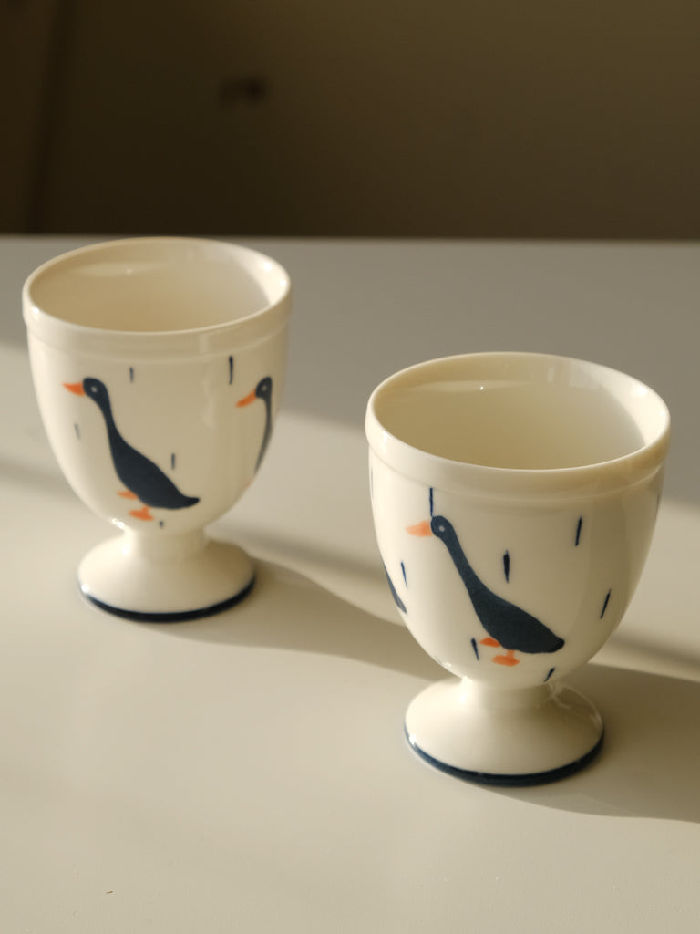 Handmade Duck Goblet White