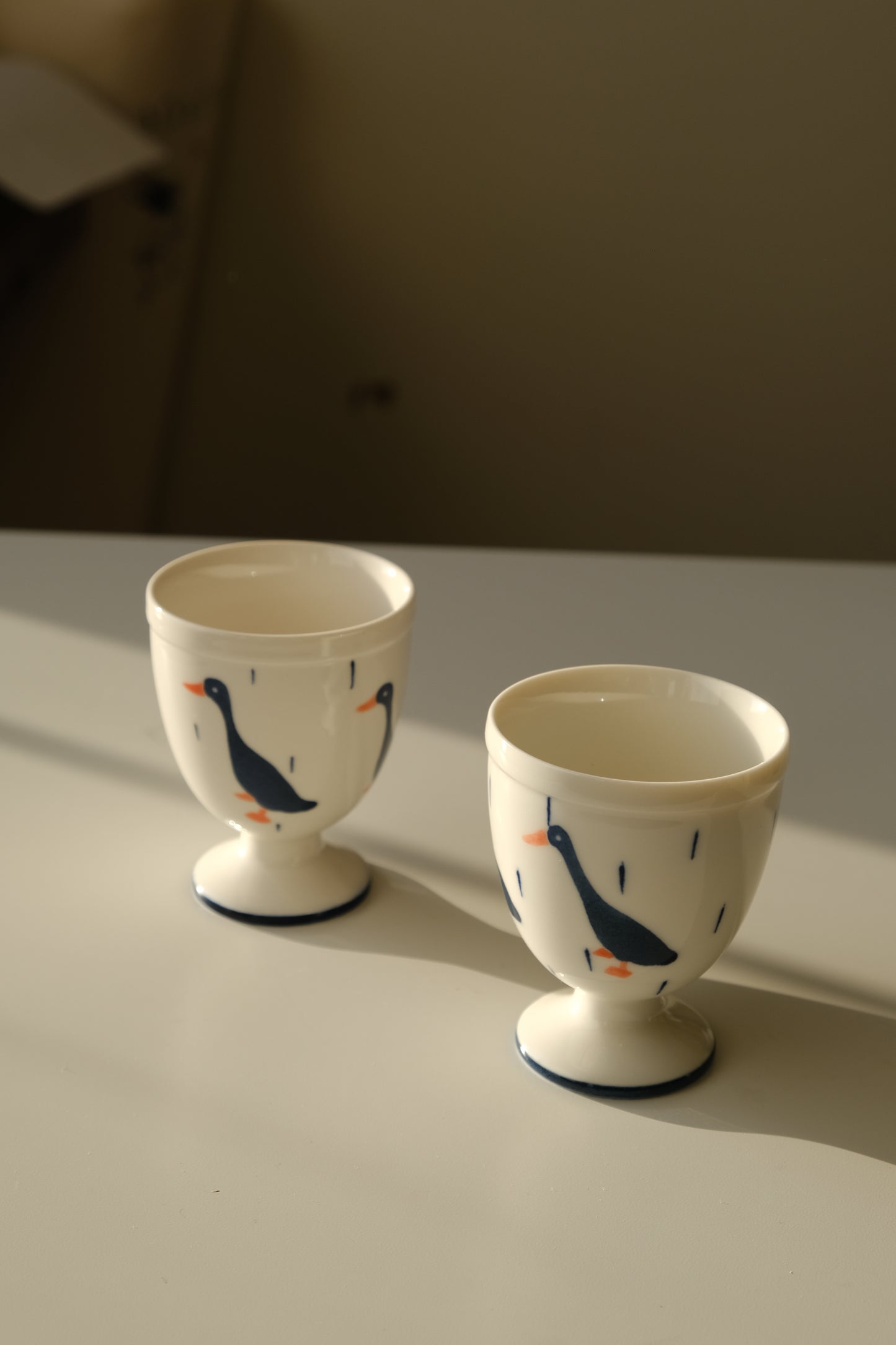 Handmade Duck Goblet White