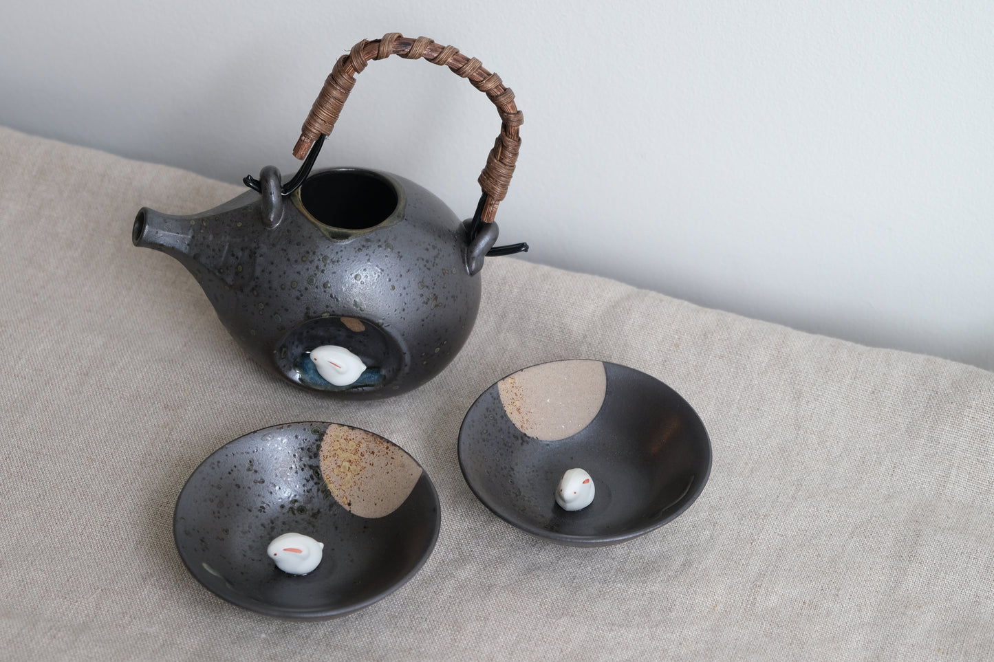 Moon Viewing Rabbit Sake/Tea Cup Hasami Ware