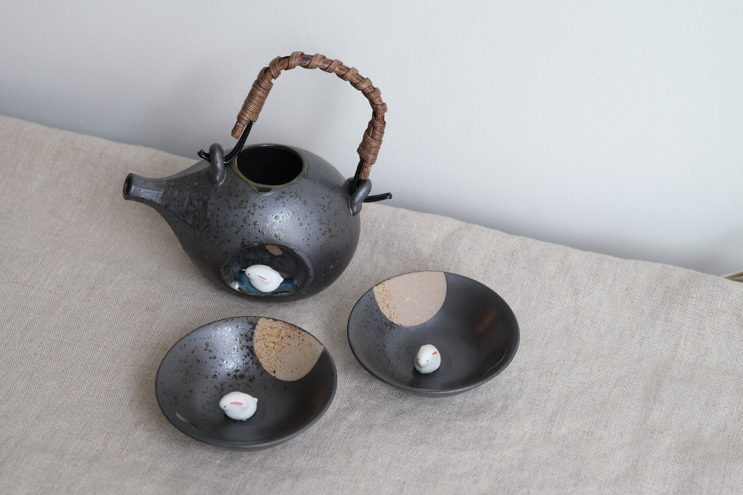 Moon Viewing Rabbit Cold Sake / Tea Bottle Hasami Ware