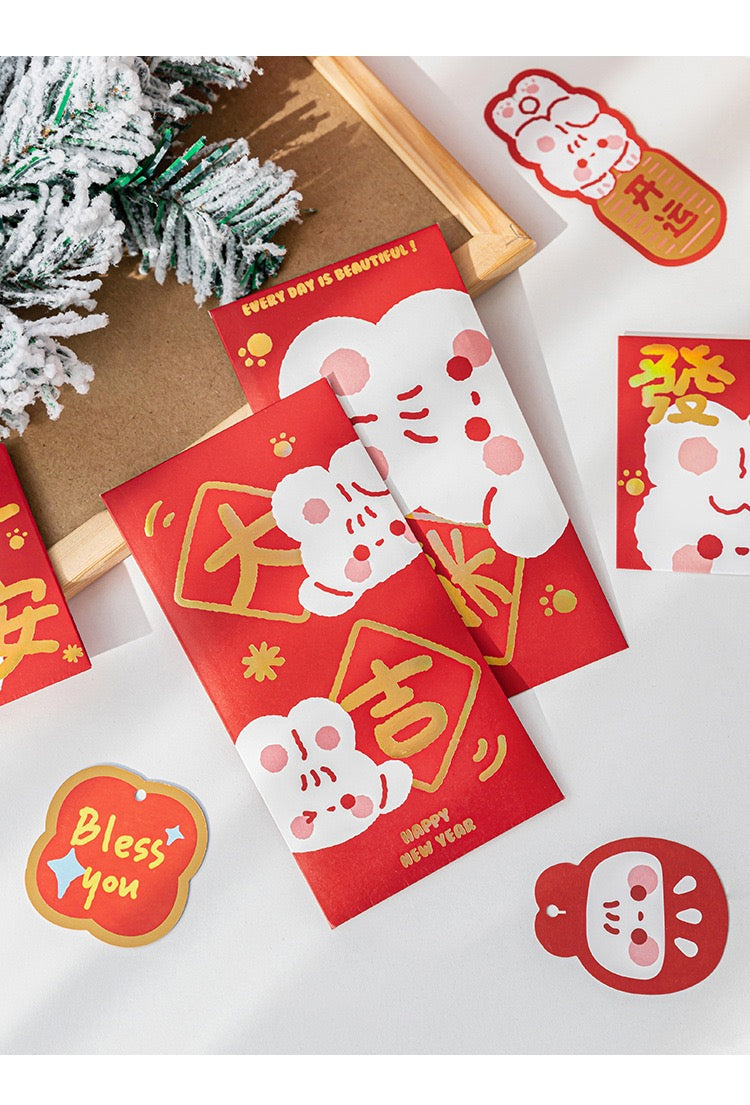 Rabbit Year Chinese New Year 2023 Red Bag Set of 6 Gold Red Pocket Money Envelopes